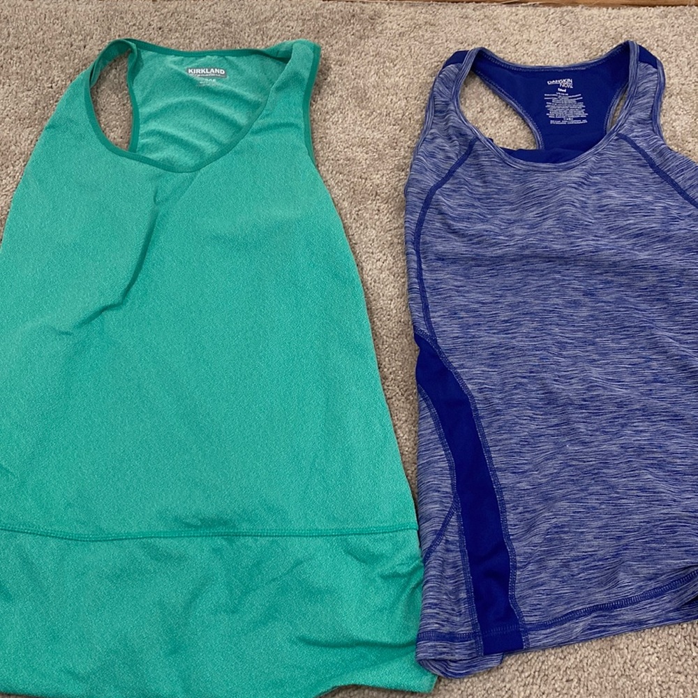 LOT 2 tank tops razor back teal and dark blue